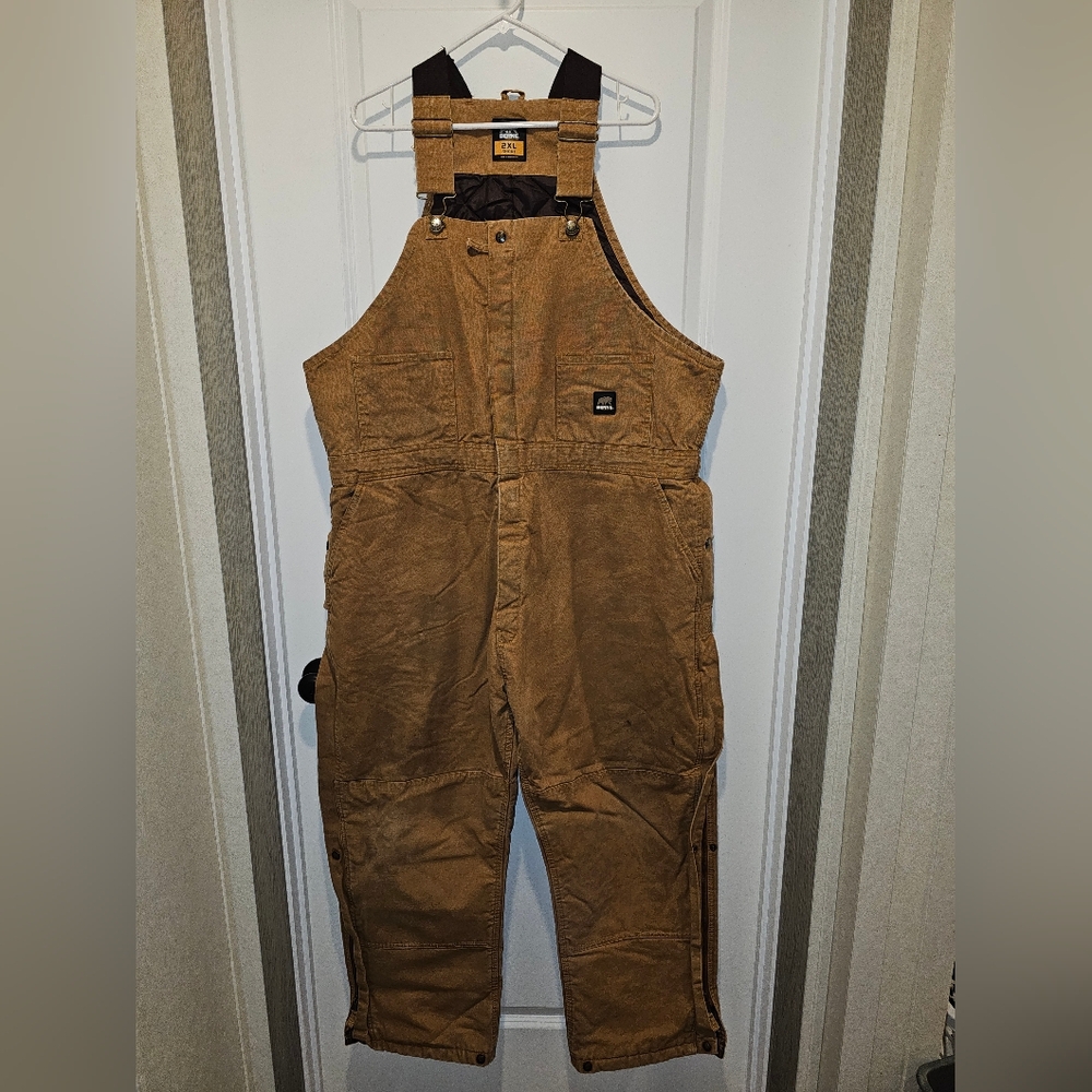 Brown Tan Duck Bib Overalls with Dark Brown Lining 2XL SHORT